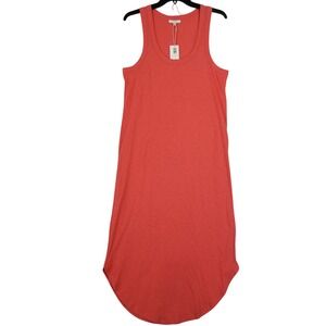 NEW Z Supply Easy Going Cotton Slub Dress Tango Orange Midi Tank  Womens M